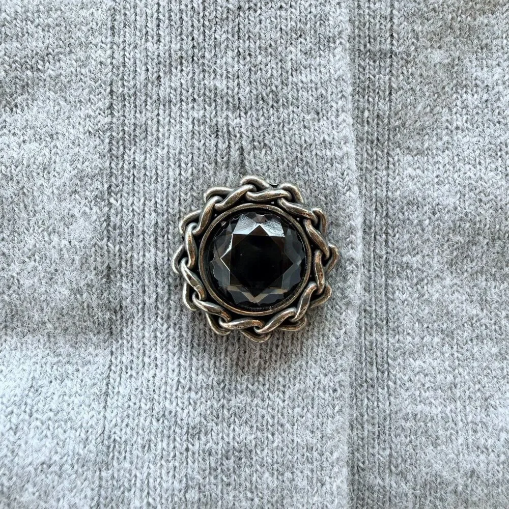 NEW The Kooples V-Neck 100% Wool Cardigan With Jewel Buttons in Gray Sz 2 US 6 - Picture 10 of 15